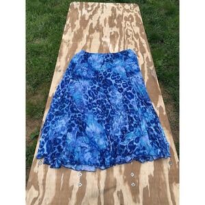 Ruby Rd Swirl‎ Blue Cottage Summer Spring Boho Peasant Maxi Skirt Size 14